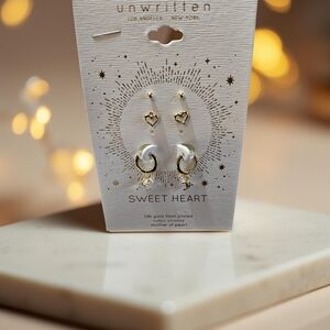 NWOT Unwritten Goldtone 3 pair Earrings